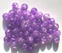 50 6mm Violet Crackle Glass Beads